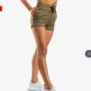 Athleta Army Green Tie Front Shorts